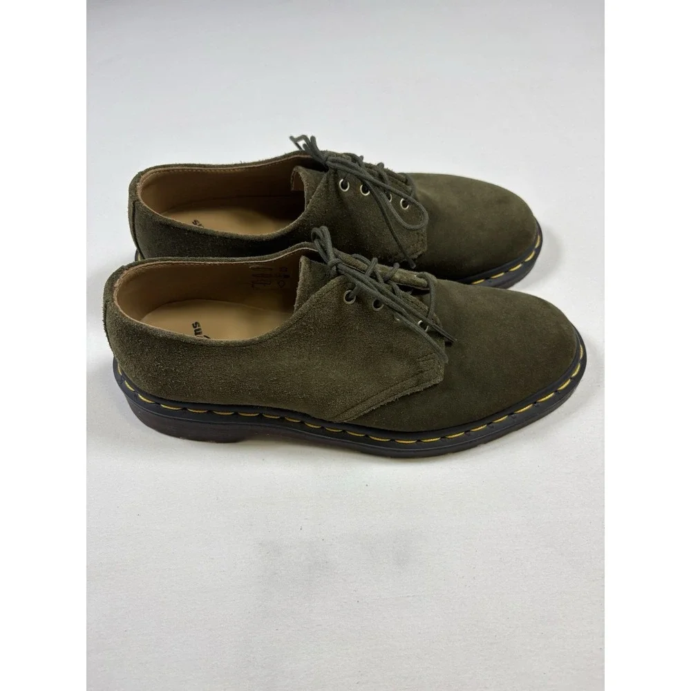 Dr Martens Smiths Olive Green Suede 4-Eye Derby Mens 7 Womens 8 NWOB LA004